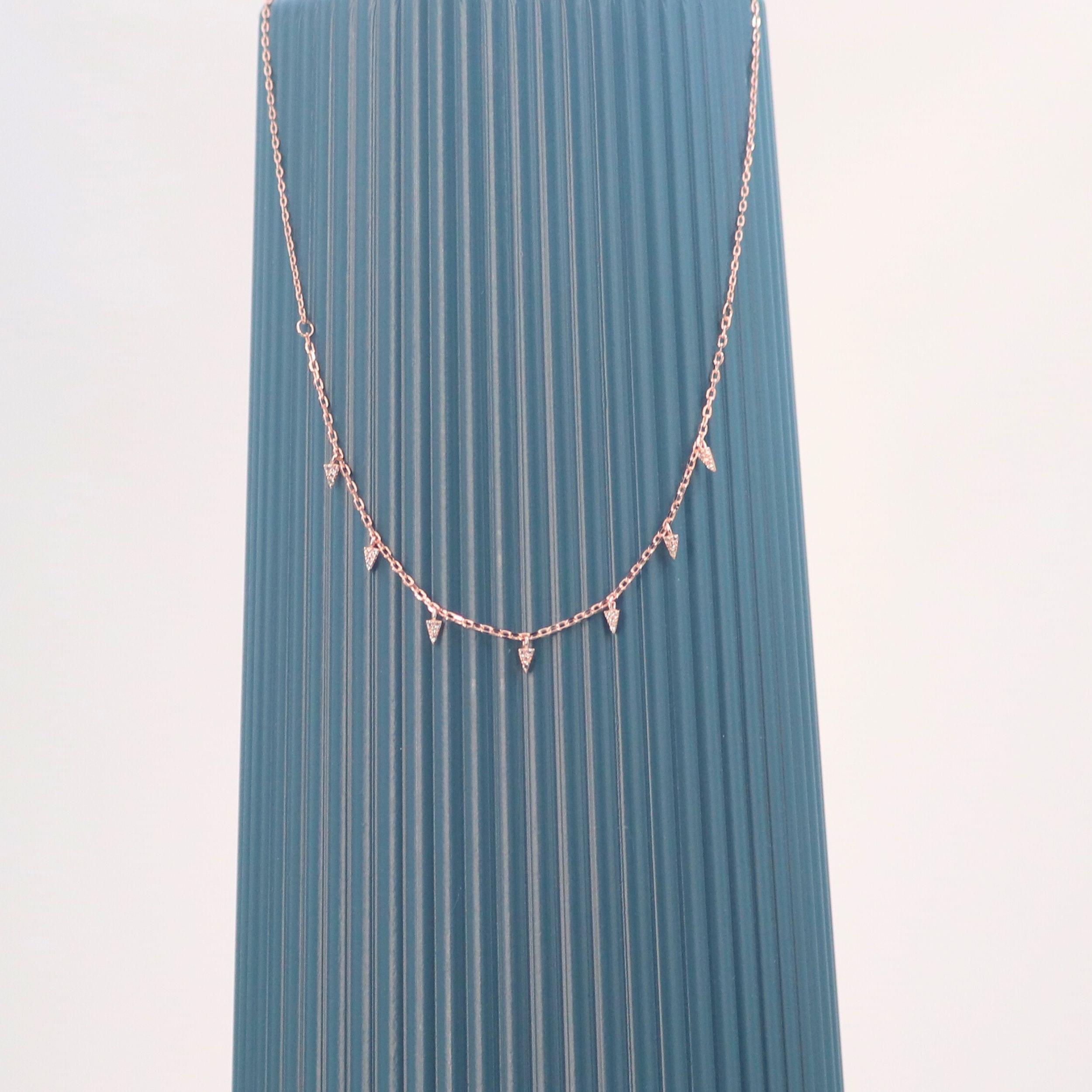 Dainty Crystal Drop Chain Necklace (1) Arika Jewellers 925 Silver Drop Chain Necklace