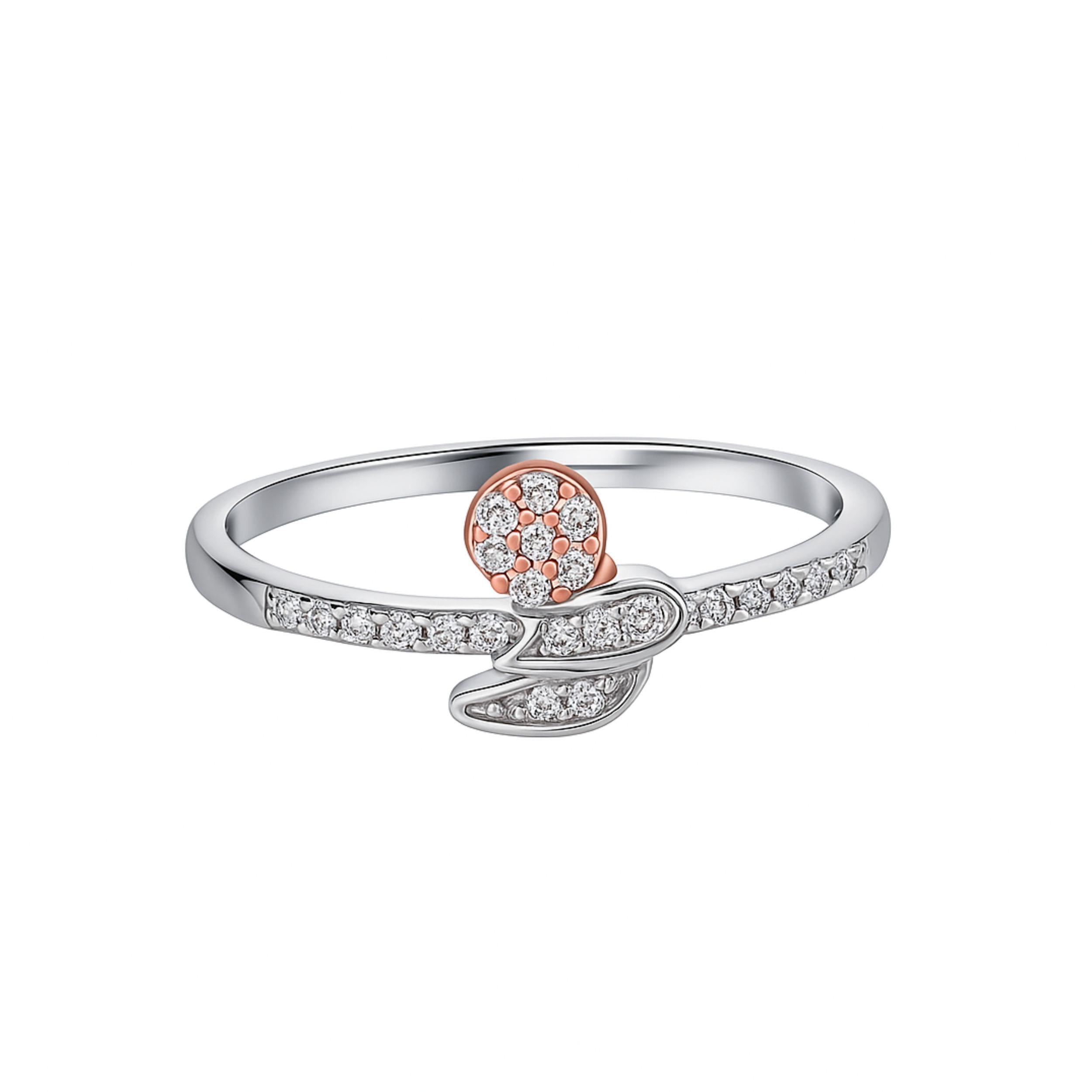 Floral Ring with Diamond Accents Ring (2) Arika Jewellers 925 Silver Ring